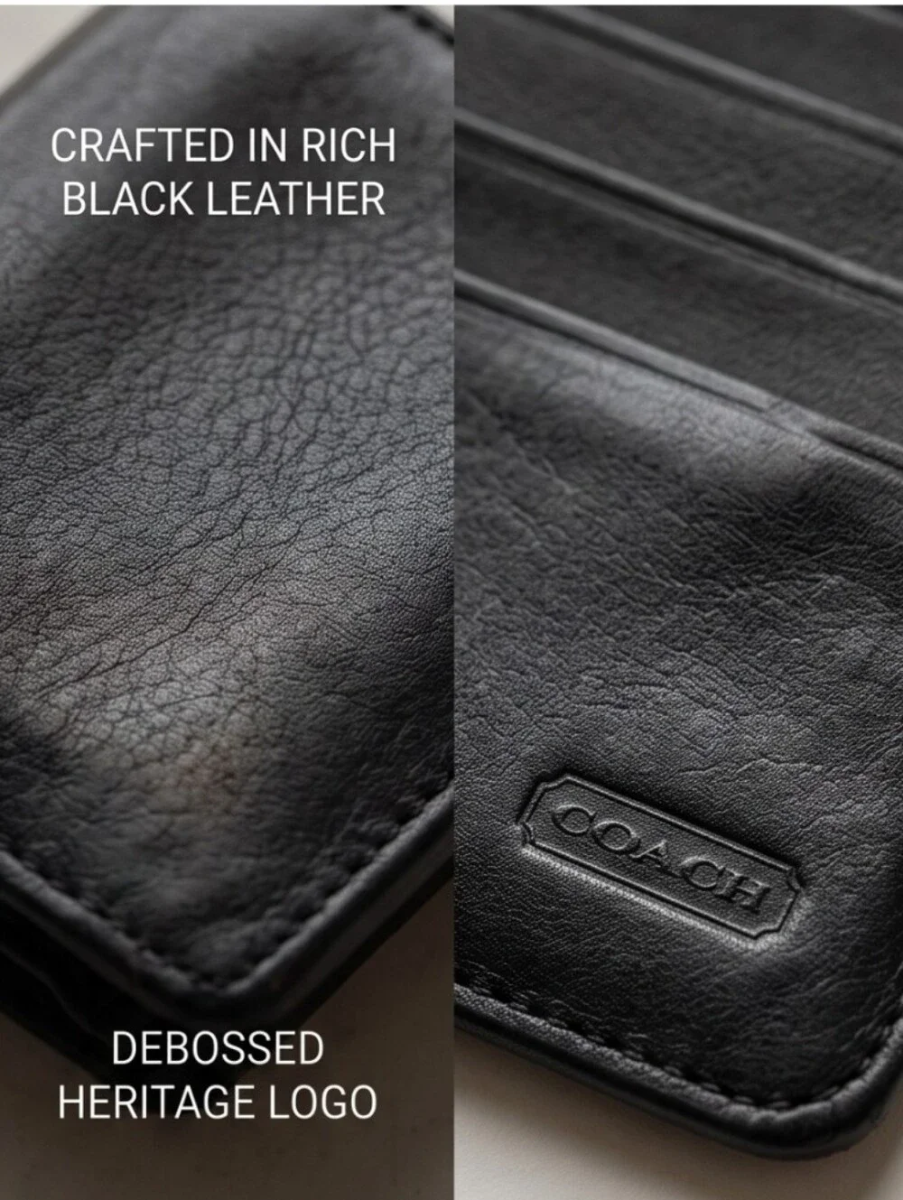Vintage COACH Classic Black Leather Wallet with Snap Closure Change Purse